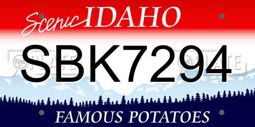 SBK7294 Idaho License Plate