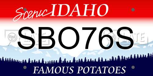 SBO76S Idaho License Plate