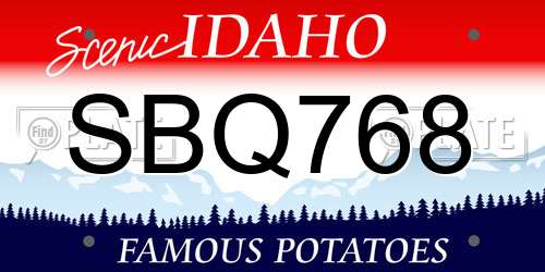 SBQ768 Idaho License Plate