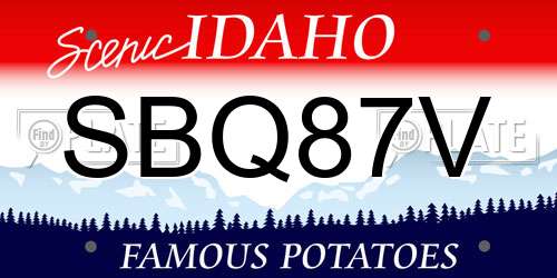 SBQ87V Idaho License Plate