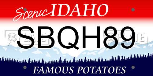 SBQH89 Idaho License Plate