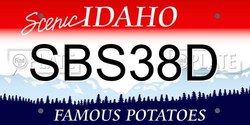 SBS38D Idaho License Plate