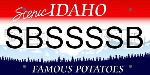 SBSSSSB Idaho License Plate