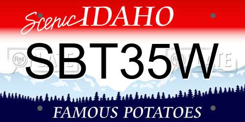 SBT35W Idaho License Plate