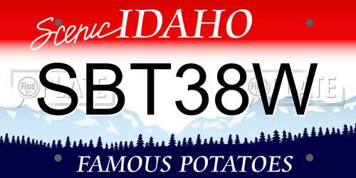 SBT38W Idaho License Plate
