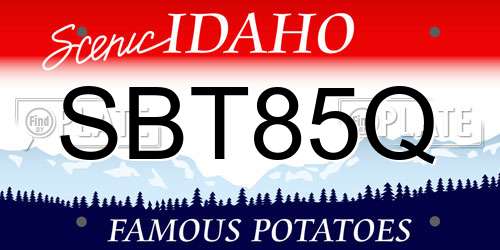SBT85Q Idaho License Plate