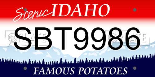 SBT9986 Idaho License Plate