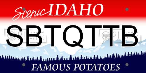 SBTQTTB Idaho License Plate