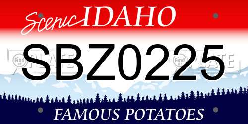 SBZ0225 Idaho License Plate