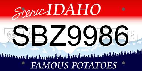 SBZ9986 Idaho License Plate