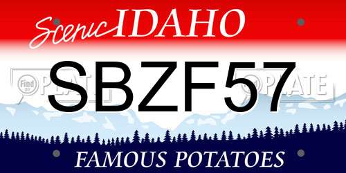 SBZF57 Idaho License Plate