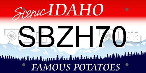 SBZH70 Idaho License Plate