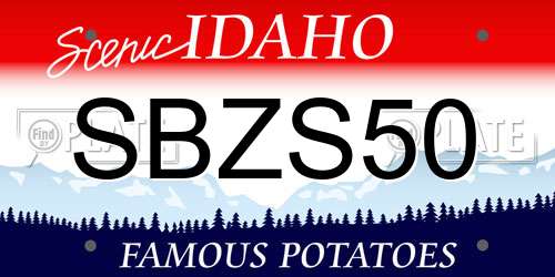 SBZS50 Idaho License Plate
