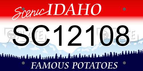 SC12108 Idaho License Plate