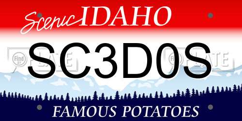 SC3D0S Idaho License Plate