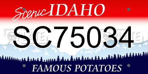 SC75034 Idaho License Plate