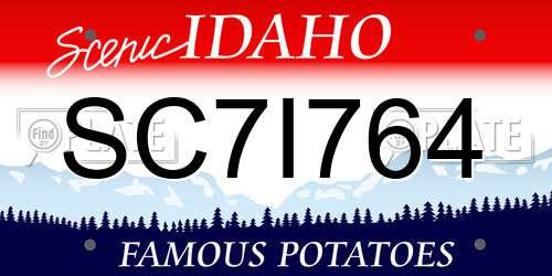 SC7I764 Idaho License Plate
