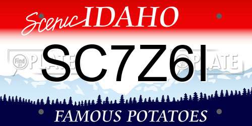 SC7Z6I Idaho License Plate