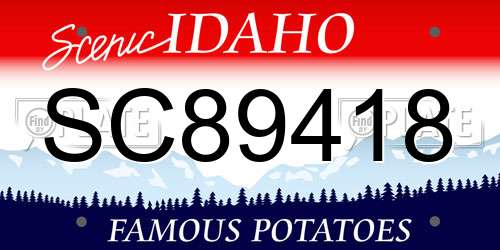 SC89418 Idaho License Plate