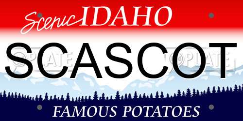 SCASCOT Idaho License Plate