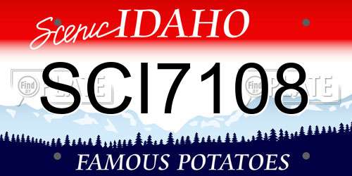SCI7108 Idaho License Plate