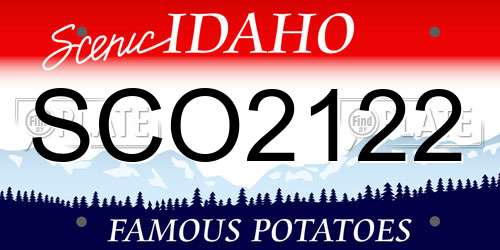 SCO2122 Idaho License Plate