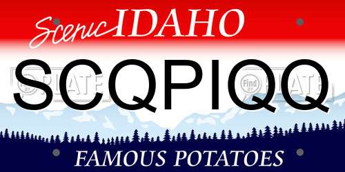 SCQPIQQ Idaho License Plate