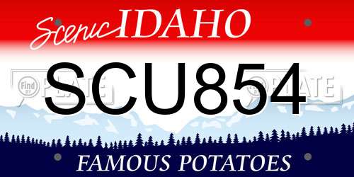 SCU854 Idaho License Plate