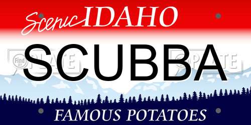 SCUBBA Idaho License Plate