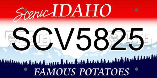SCV5825 Idaho License Plate