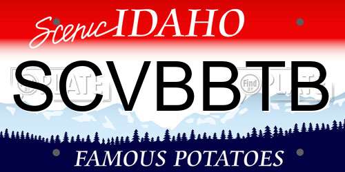 SCVBBTB Idaho License Plate