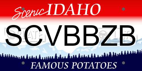 SCVBBZB Idaho License Plate