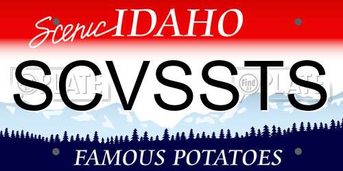 SCVSSTS Idaho License Plate