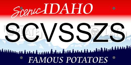 SCVSSZS Idaho License Plate