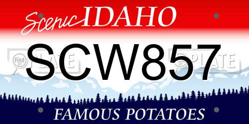 SCW857 Idaho License Plate