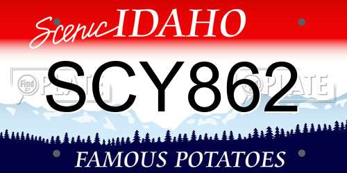 SCY862 Idaho License Plate