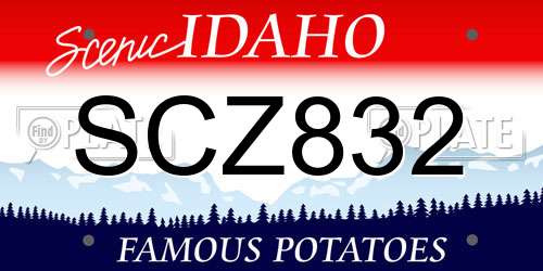 SCZ832 Idaho License Plate