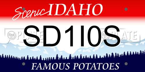 SD1I0S Idaho License Plate