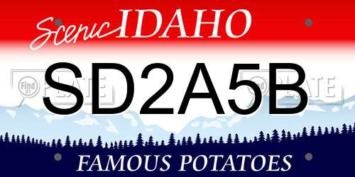 SD2A5B Idaho License Plate