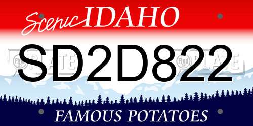 SD2D822 Idaho License Plate