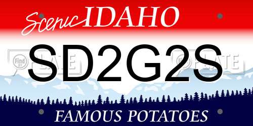 SD2G2S Idaho License Plate