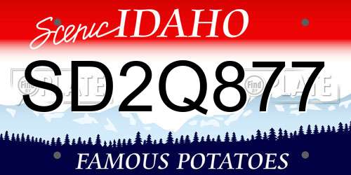 SD2Q877 Idaho License Plate