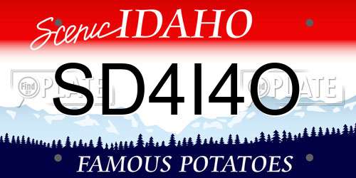 SD4I4O Idaho License Plate