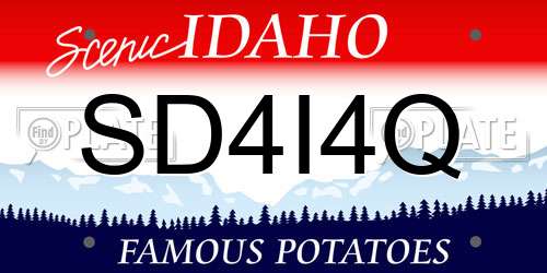 SD4I4Q Idaho License Plate