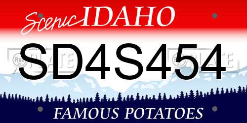 SD4S454 Idaho License Plate