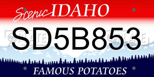 SD5B853 Idaho License Plate