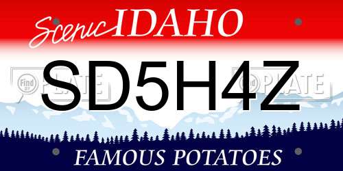 SD5H4Z Idaho License Plate