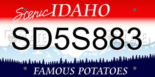 SD5S883 Idaho License Plate