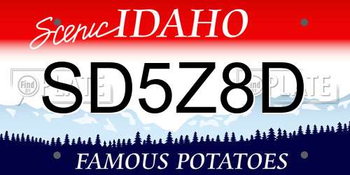 SD5Z8D Idaho License Plate