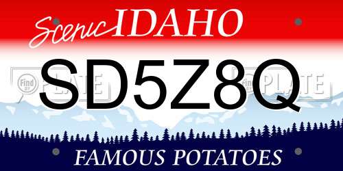 SD5Z8Q Idaho License Plate